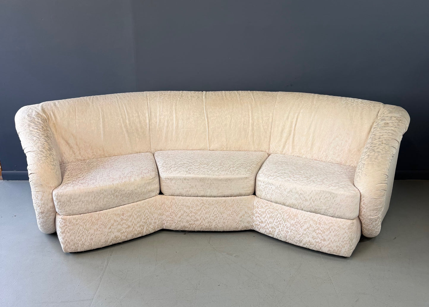 Pair of Mid-Century Modern Curved Sofas with Sculptural Arms by Carsons