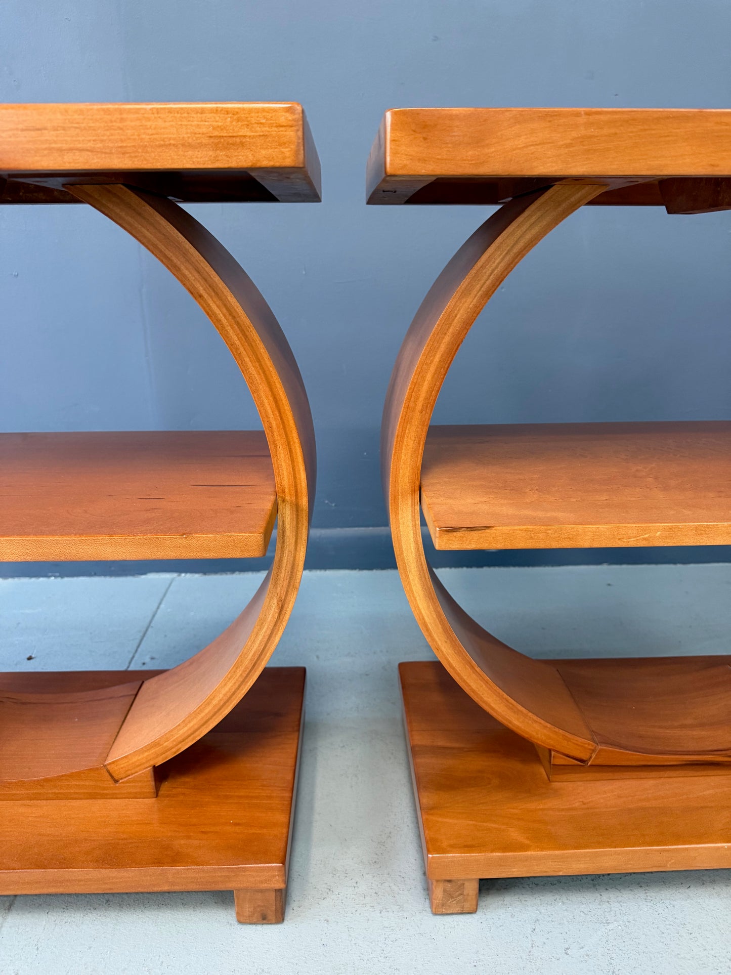 Pair of Art Deco Streamline Moderne Side Tables by A. A. Laun