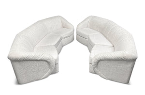 Pair of Mid-Century Modern Curved Octagonal Sofas with Sculptural Arms