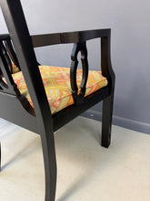 Load image into Gallery viewer, Elegant pair of 1970s Black Chinoiserie Arm Chairs w/Carved Details Mid Century