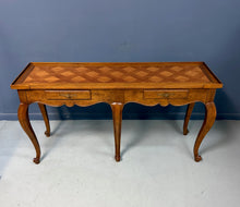 Load image into Gallery viewer, Baker Furniture French Provincial Console Table with Parquetry Inlaid Top 1980s