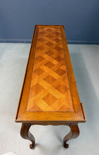 Load image into Gallery viewer, Baker Furniture French Provincial Console Table with Parquetry Inlaid Top 1980s