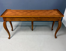 Load image into Gallery viewer, Baker Furniture French Provincial Console Table with Parquetry Inlaid Top 1980s