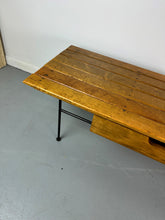 Load image into Gallery viewer, Arthur Umanoff Coffee/Cocktail Table with shelf and Drawer in Elm, Iron, &amp; Cord