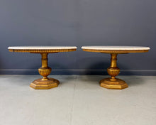 Load image into Gallery viewer, Pair of Neoclassical Style Marble Top Pedestal Side Tables with Giltwood Bases