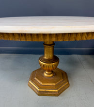 Load image into Gallery viewer, Pair of Neoclassical Style Marble Top Pedestal Side Tables with Giltwood Bases