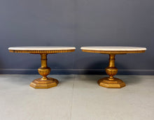 Load image into Gallery viewer, Pair of Neoclassical Style Marble Top Pedestal Side Tables with Giltwood Bases