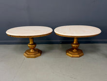 Load image into Gallery viewer, Pair of Neoclassical Style Marble Top Pedestal Side Tables with Giltwood Bases