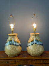 Load image into Gallery viewer, Pair of Sunset Cosco Drip Glaze Ceramic Table Lamps in Earth Tones, 1970s