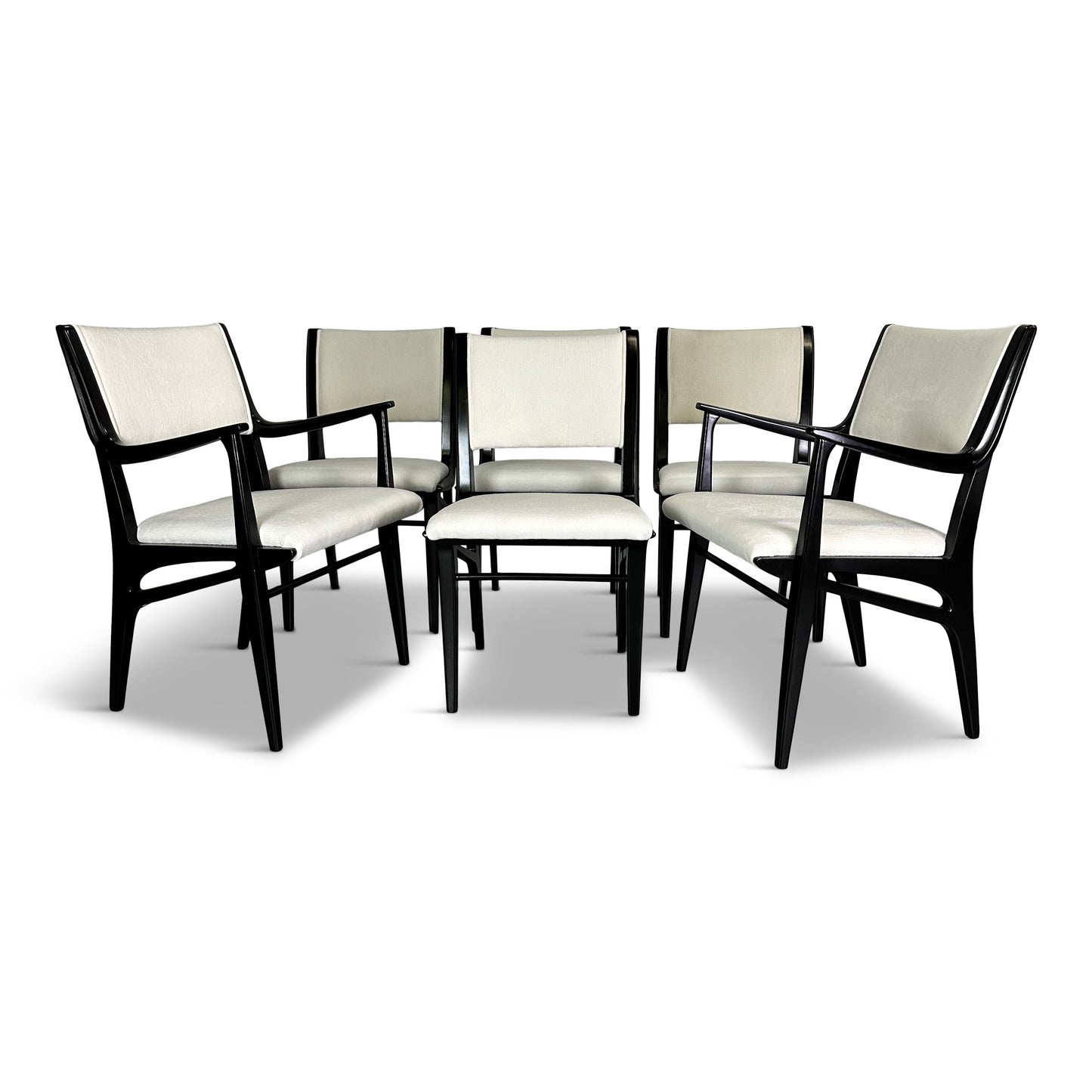 Drexel Set of Six Modernist Lacquered Armchairs by John Van Koert Mid Century