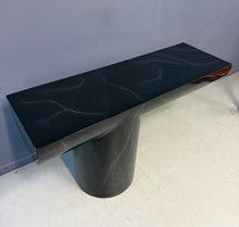 Load image into Gallery viewer, J. Wade Beam Postmodern Black Marbleized Console Table w/Matching Round Mirror