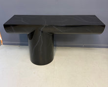 Load image into Gallery viewer, J. Wade Beam Postmodern Black Marbleized Console Table w/Matching Round Mirror