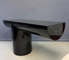 Load image into Gallery viewer, J. Wade Beam Postmodern Black Marbleized Console Table w/Matching Round Mirror