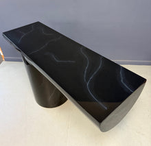 Load image into Gallery viewer, J. Wade Beam Postmodern Black Marbleized Console Table w/Matching Round Mirror