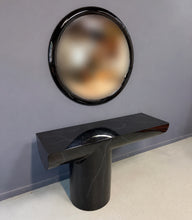 Load image into Gallery viewer, J. Wade Beam Postmodern Black Marbleized Console Table w/Matching Round Mirror