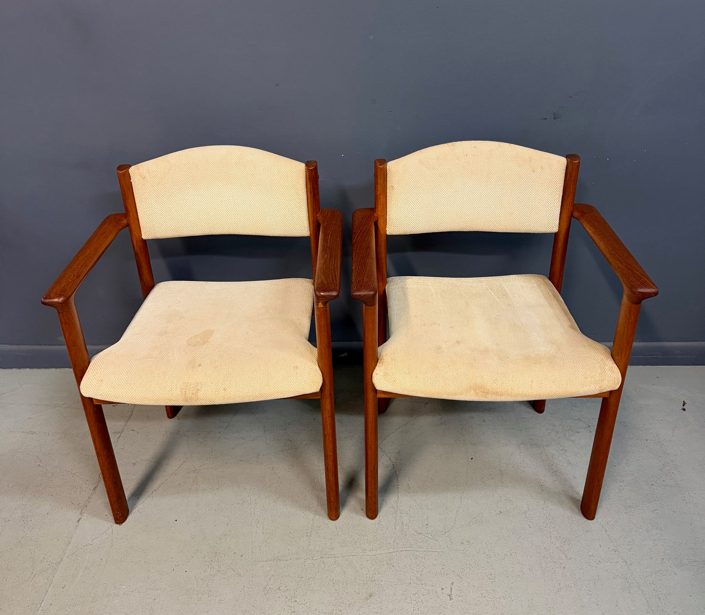 Set of Six Scandinavian Modern Teak Stacking Armchairs, Denmark or Norway, 1970s