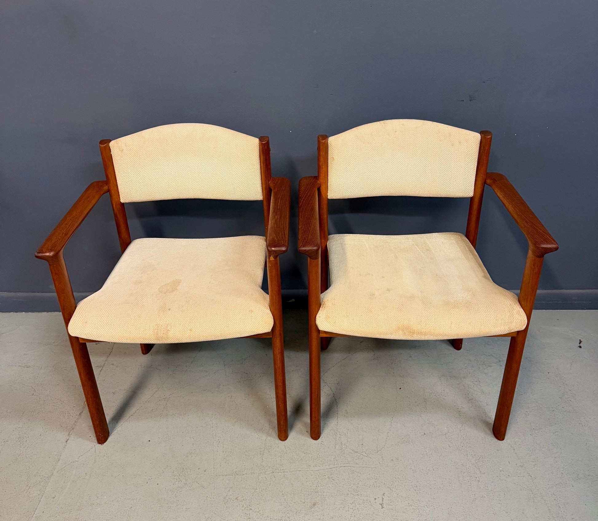 Set of Six Scandinavian Modern Teak Stacking Armchairs, Denmark or Norway, 1970s