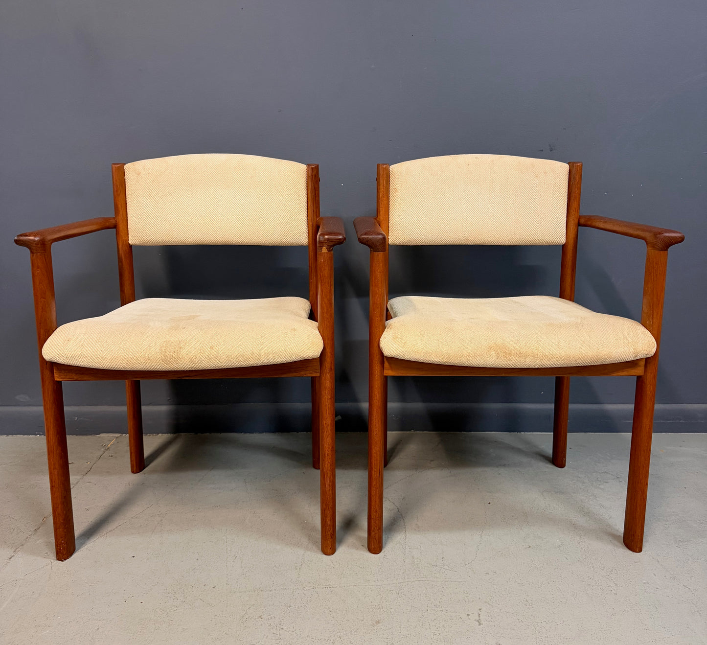 Set of Six Scandinavian Modern Teak Stacking Armchairs, Denmark or Norway, 1970s