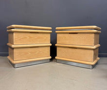 Load image into Gallery viewer, Pair of Jay Spectre for Century Cerused Oak Nightstands with Brushed Steel Bases