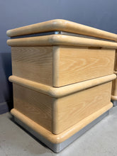 Load image into Gallery viewer, Pair of Jay Spectre for Century Cerused Oak Nightstands with Brushed Steel Bases