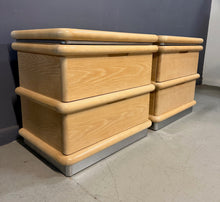 Load image into Gallery viewer, Pair of Jay Spectre for Century Cerused Oak Nightstands with Brushed Steel Bases