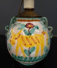 Load image into Gallery viewer, Pair of Italian Hand-Painted Ceramic Bedside Lamps with Stylized Animal Motifs