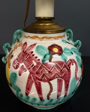 Load image into Gallery viewer, Pair of Italian Hand-Painted Ceramic Bedside Lamps with Stylized Animal Motifs