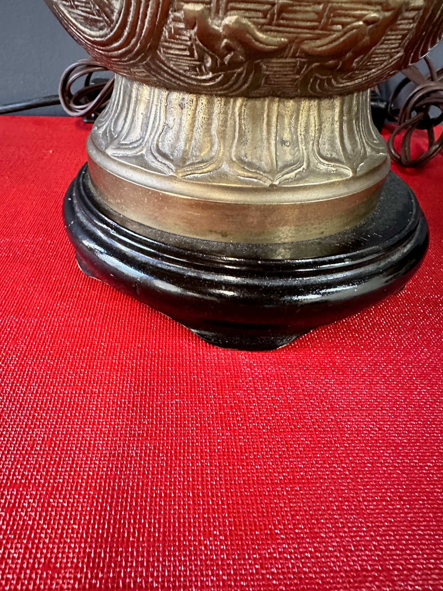 SOLD – Pepe Mendoza Style Chinoise Bronze Table Lamps with Night Lite- a Pair