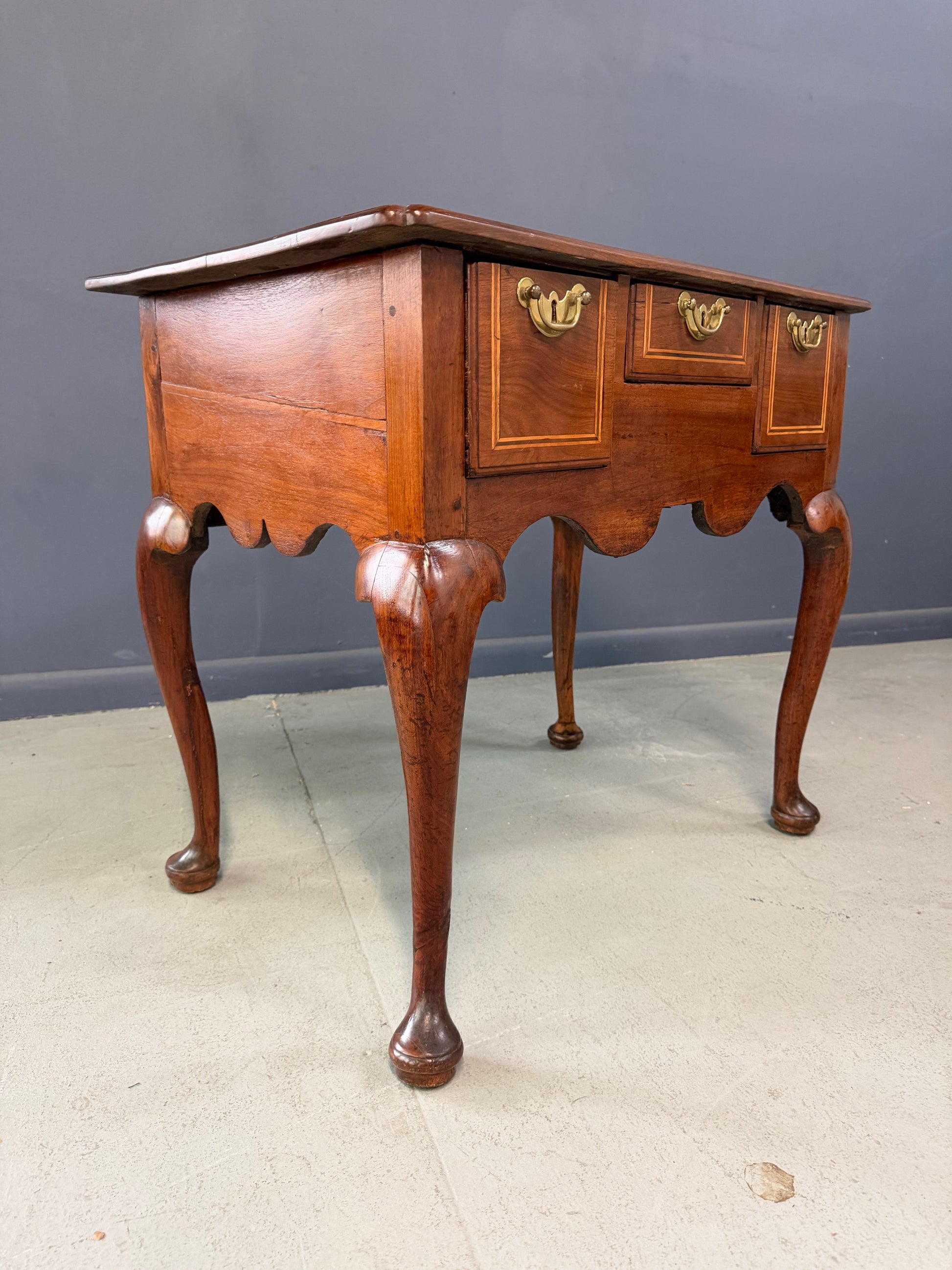 George III Walnut Lowboy Dressing Table, English c. 1770 with Boxwood Stringing