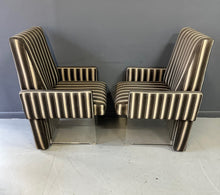 Load image into Gallery viewer, Vladimir Kagan Pair of Clos Dining Chairs with Arms and Lucite Legs Mid Century