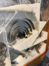 Load image into Gallery viewer, Ann Wiseman Kinetic Sand Fountain Sculpture in Walnut, Lucite, and Brass