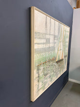 Load image into Gallery viewer, Large Abstract Mid Century Impasto Sailboat Harbor Scene by Ferrante