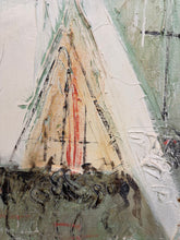 Load image into Gallery viewer, Large Abstract Mid Century Impasto Sailboat Harbor Scene by Ferrante