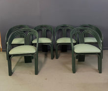 Load image into Gallery viewer, Set of 6 Postmodern Green Bent Rattan Dining Chair in the Style of Axel Enthoven