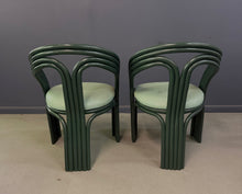 Load image into Gallery viewer, Set of 6 Postmodern Green Bent Rattan Dining Chair in the Style of Axel Enthoven