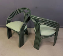 Load image into Gallery viewer, Set of 6 Postmodern Green Bent Rattan Dining Chair in the Style of Axel Enthoven