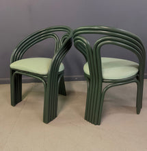 Load image into Gallery viewer, Set of 6 Postmodern Green Bent Rattan Dining Chair in the Style of Axel Enthoven