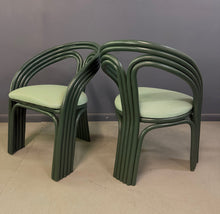 Load image into Gallery viewer, Set of 6 Postmodern Green Bent Rattan Dining Chair in the Style of Axel Enthoven