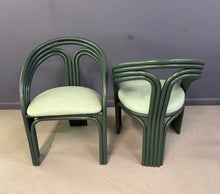 Load image into Gallery viewer, Set of 6 Postmodern Green Bent Rattan Dining Chair in the Style of Axel Enthoven