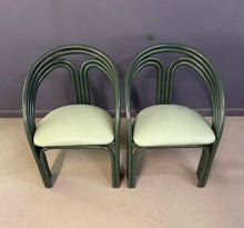 Load image into Gallery viewer, Set of 6 Postmodern Green Bent Rattan Dining Chair in the Style of Axel Enthoven