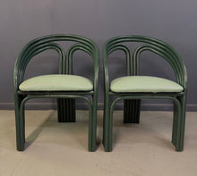 Load image into Gallery viewer, Set of 6 Postmodern Green Bent Rattan Dining Chair in the Style of Axel Enthoven