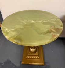 Load image into Gallery viewer, 1970s Pair of Vintage Onyx Top Gilt Artichoke Pedestal Side Tables Mid Century