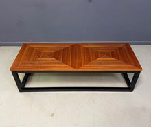 Load image into Gallery viewer, Founders Mid-Century Modern Walnut Parquetry Coffee Table with Black Wood Base