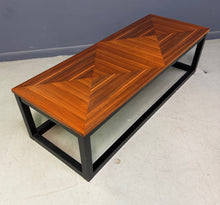 Load image into Gallery viewer, Founders Mid-Century Modern Walnut Parquetry Coffee Table with Black Wood Base