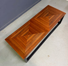 Load image into Gallery viewer, Founders Mid-Century Modern Walnut Parquetry Coffee Table with Black Wood Base