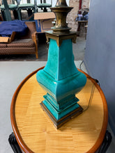 Load image into Gallery viewer, Pair of Ceramic and Brass Table Lamps by Edwin Cole for Stiffel Mid Century