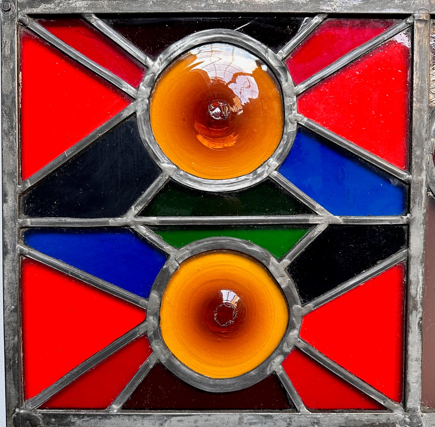 SOLD – 1957 Glass Rondel Panel, The Four Seasons, Manufactured in New York City