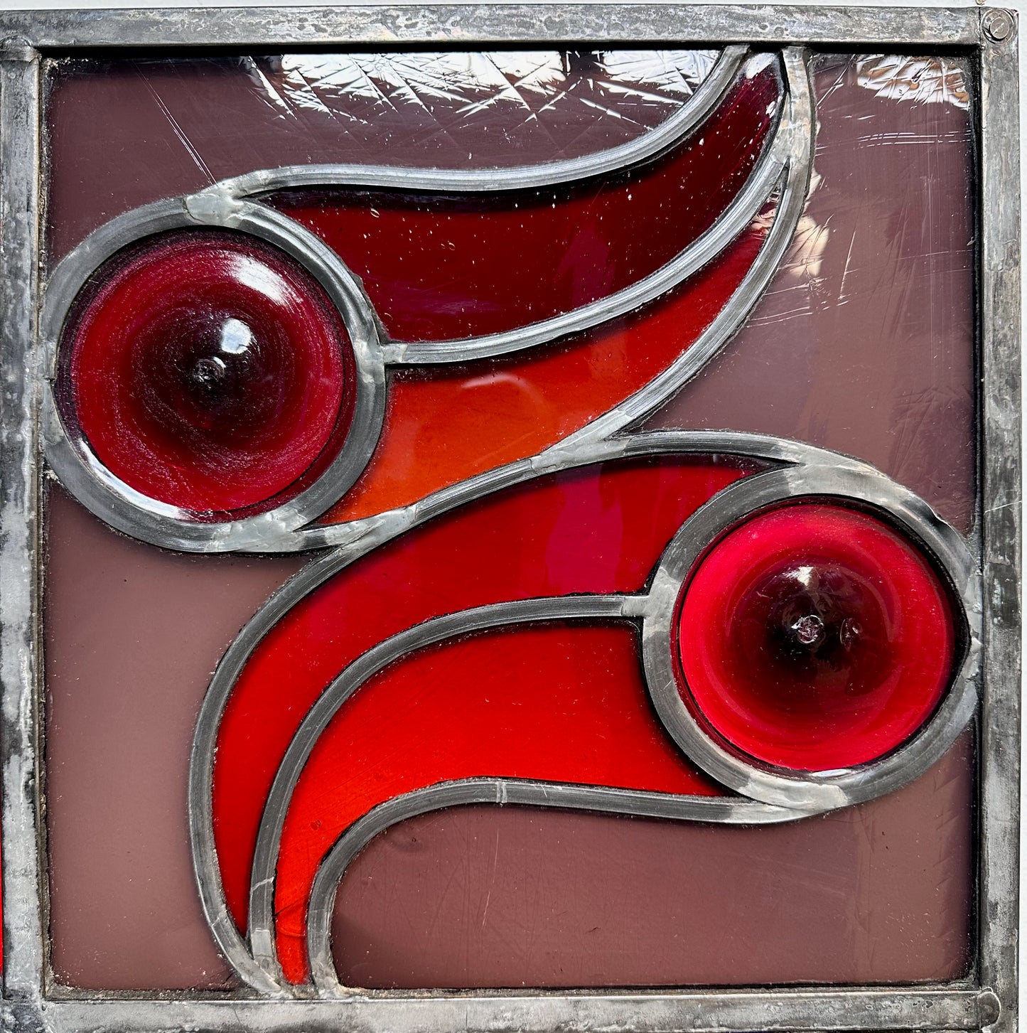SOLD – 1957 Glass Rondel Panel, The Four Seasons, Manufactured in New York City