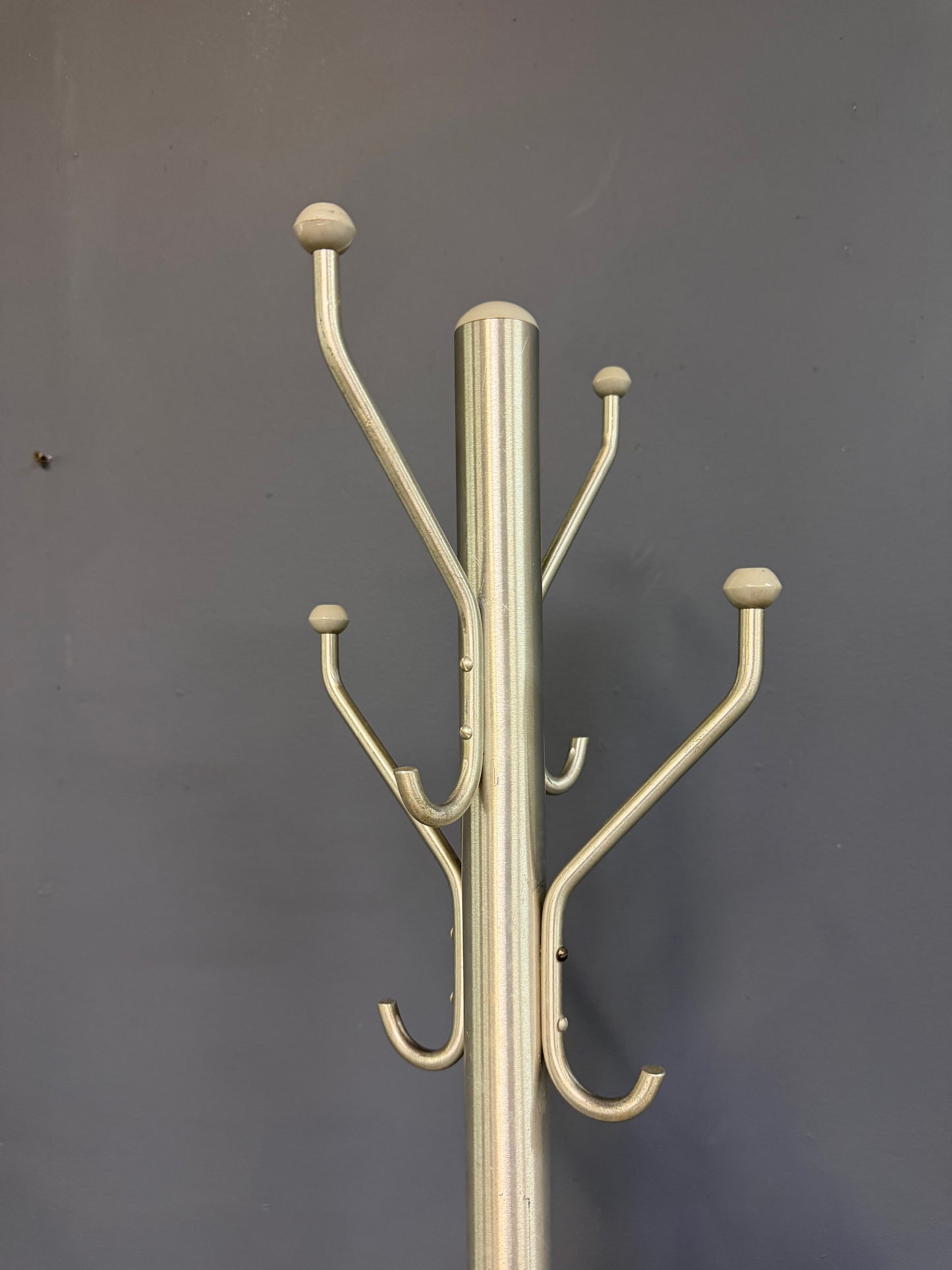 Mid-Century Modern Aluminum Coat Rack – Branch-Form Hall Tree w/ Ball Finials