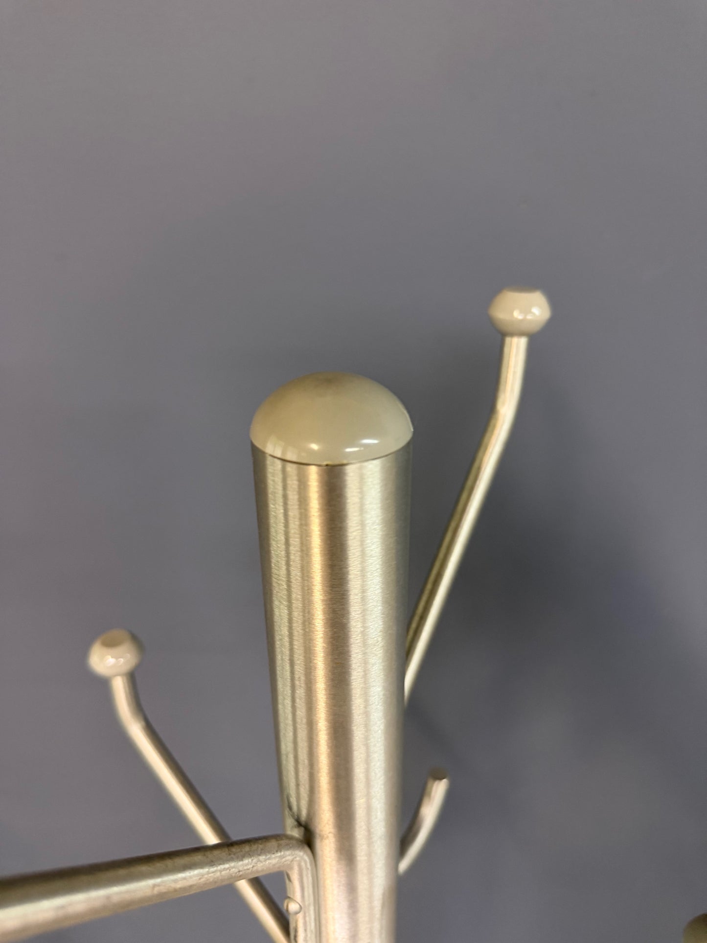 Mid-Century Modern Aluminum Coat Rack – Branch-Form Hall Tree w/ Ball Finials